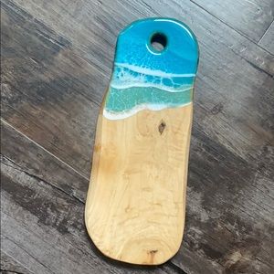 Raw Edge Wood Ocean resin decorated cheese board